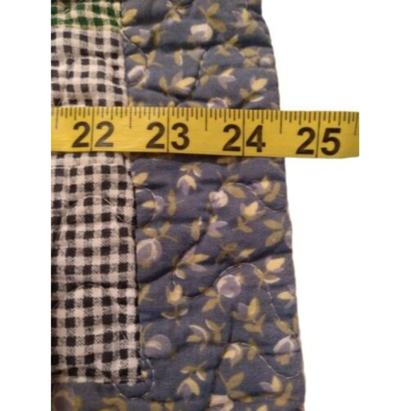 Hand Pieced Quilted Large Pillow 2 Sham Blue & White Floral Patchwork 24" x 30" - Picture 7 of 11